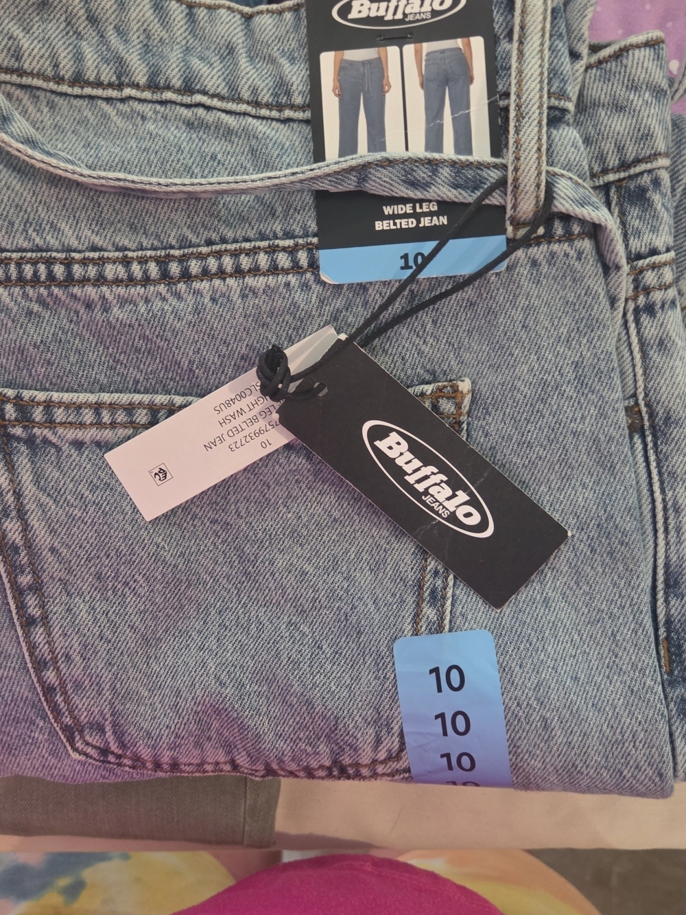 Buffalo David Bitton Light Blue Wide Leg Belted Jeans